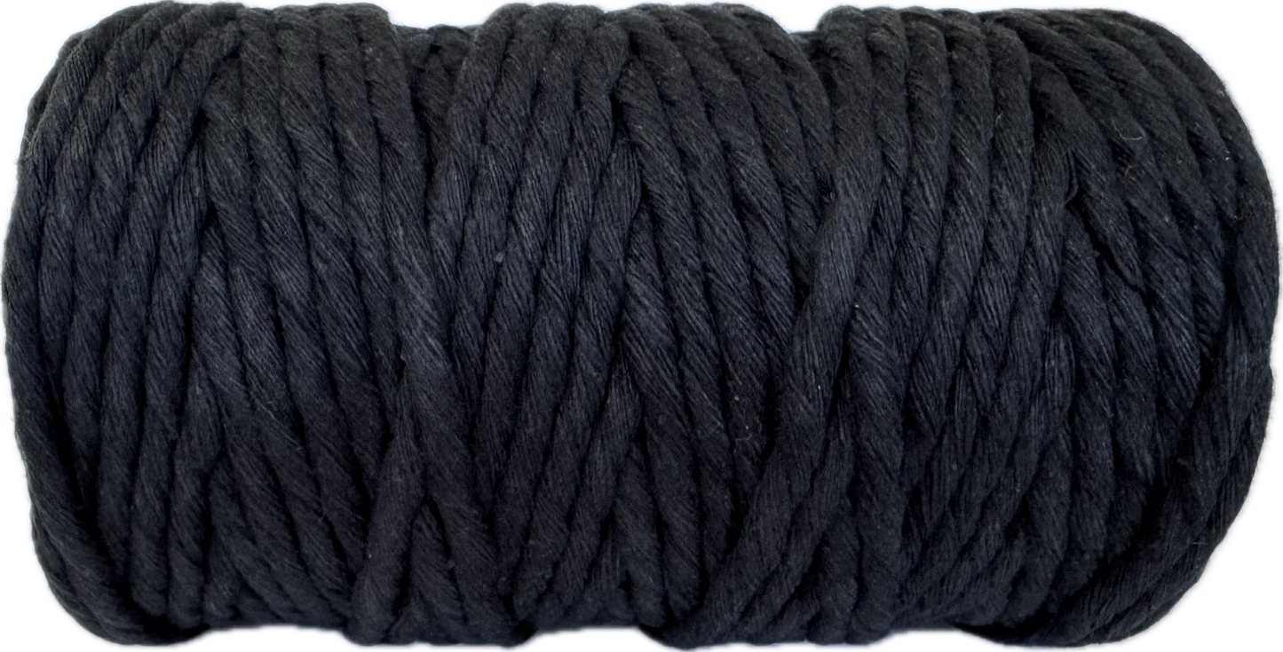 Premium Macrame Cord - 4mm Single Twist Black 500g - 100% Cotton