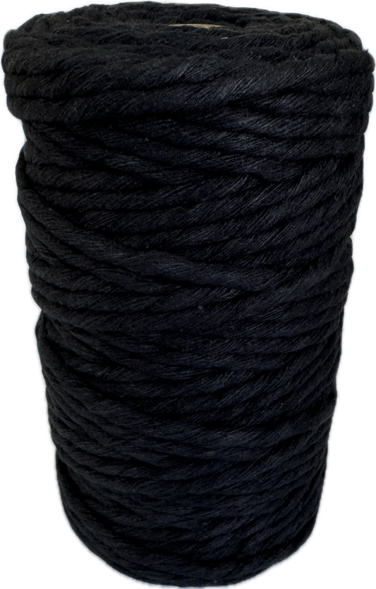 Premium Macrame Cord - 4mm Single Twist Black 500g - 100% Cotton