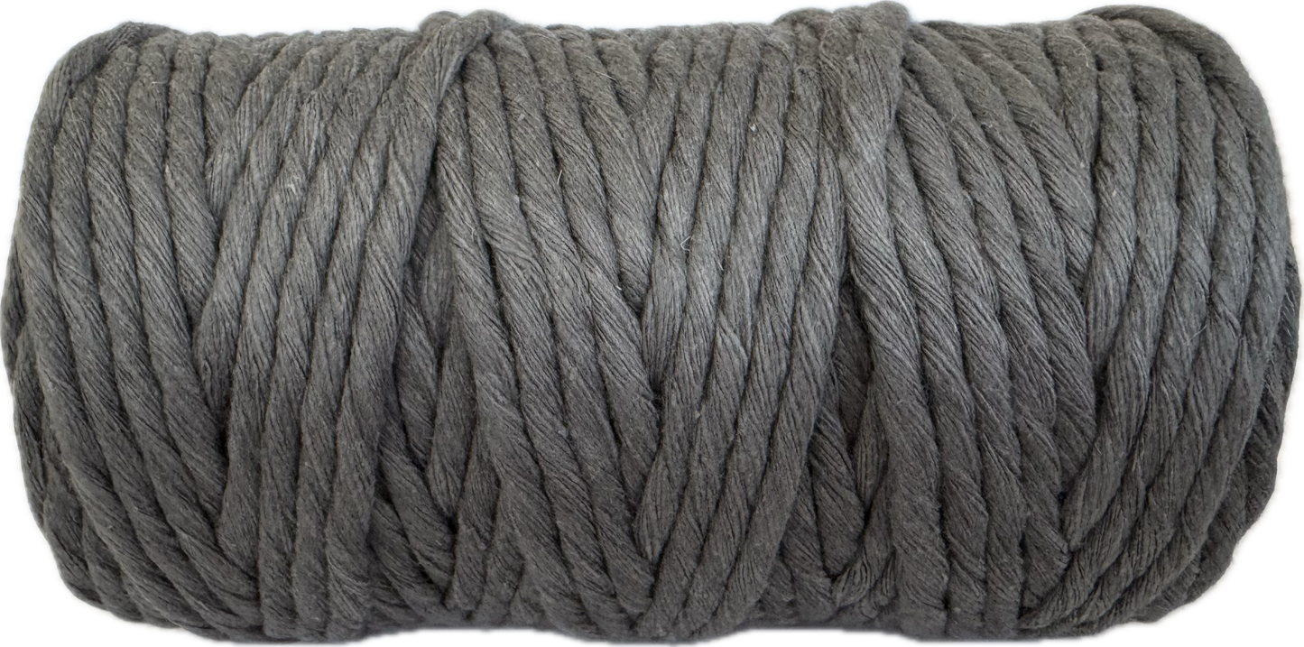 Premium Macrame Cord - 4mm Single Twist Dark Grey 500g - 100% Cotton