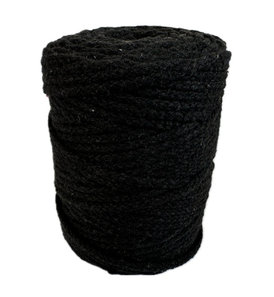 Macrame Flat Braid - 4mm Black 250g