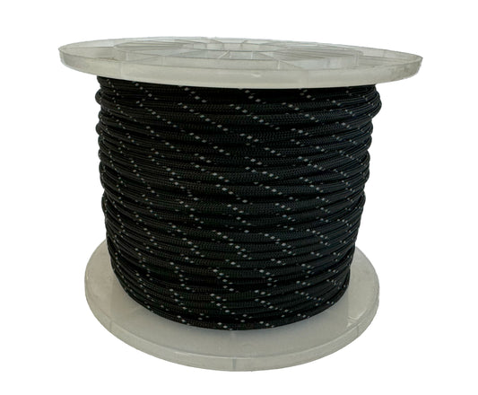 Paracord 550 Type III - 100% Nylon - 100m Black with Reflective Marker
