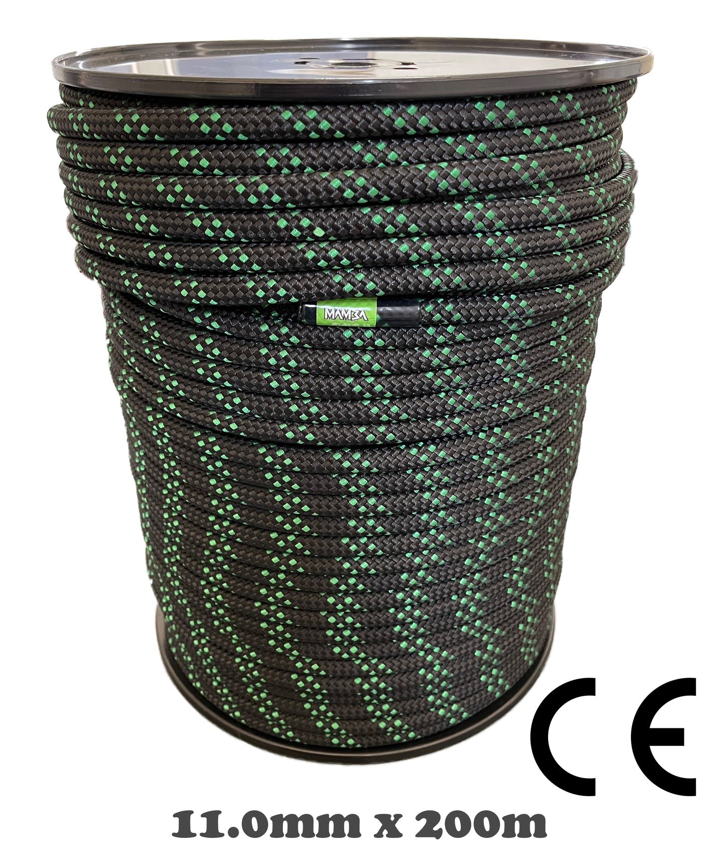 Static Rope - 11.0mm x 200m - Black with green markers